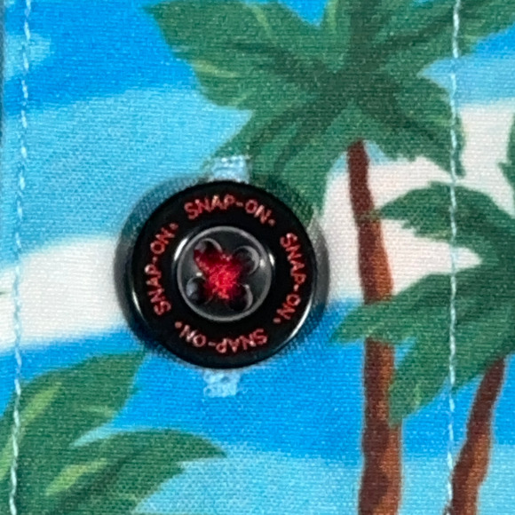 Dixxon Flannel Hawaiian Shirt Adult LARGE Blue Snap On Tools Floral Limited Ed - Picture 6 of 10